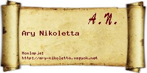 Ary Nikoletta névjegykártya